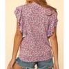 Women's Floral Double Layered Ruffle Top - Sugarfox - 2 of 2