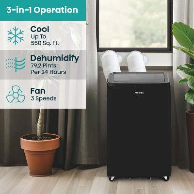 Hisense 10,000 BTU Black Portable Inverter Air Conditioner with Wi-Fi and Remote