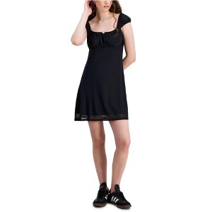 Hippie Rose Womens Floral Mesh Mini Dress, Black, X-Large - 1 of 1