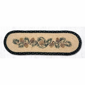 Earth Rugs Country Woodland Oval Stair Tread – Pinecone Accent Rug 27"x8.25" - 1 of 3