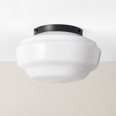 Milk Glass Flush Mount Ceiling Light Black Finish - Hearth & Hand™ with Magnolia: Modern Indoor Fixture, ETL Listed