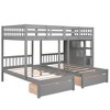 Full over Twin & Twin Bunk Bed for 3 Kids, Wood Triple Bunk Bed with Drawers and Safety Guardrails for Bedroom - 4 of 4