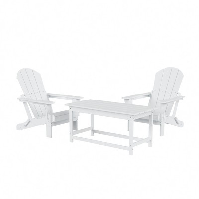 Westintrends 3-piece Outdoor Patio Adirondack Conversation Set, White ...