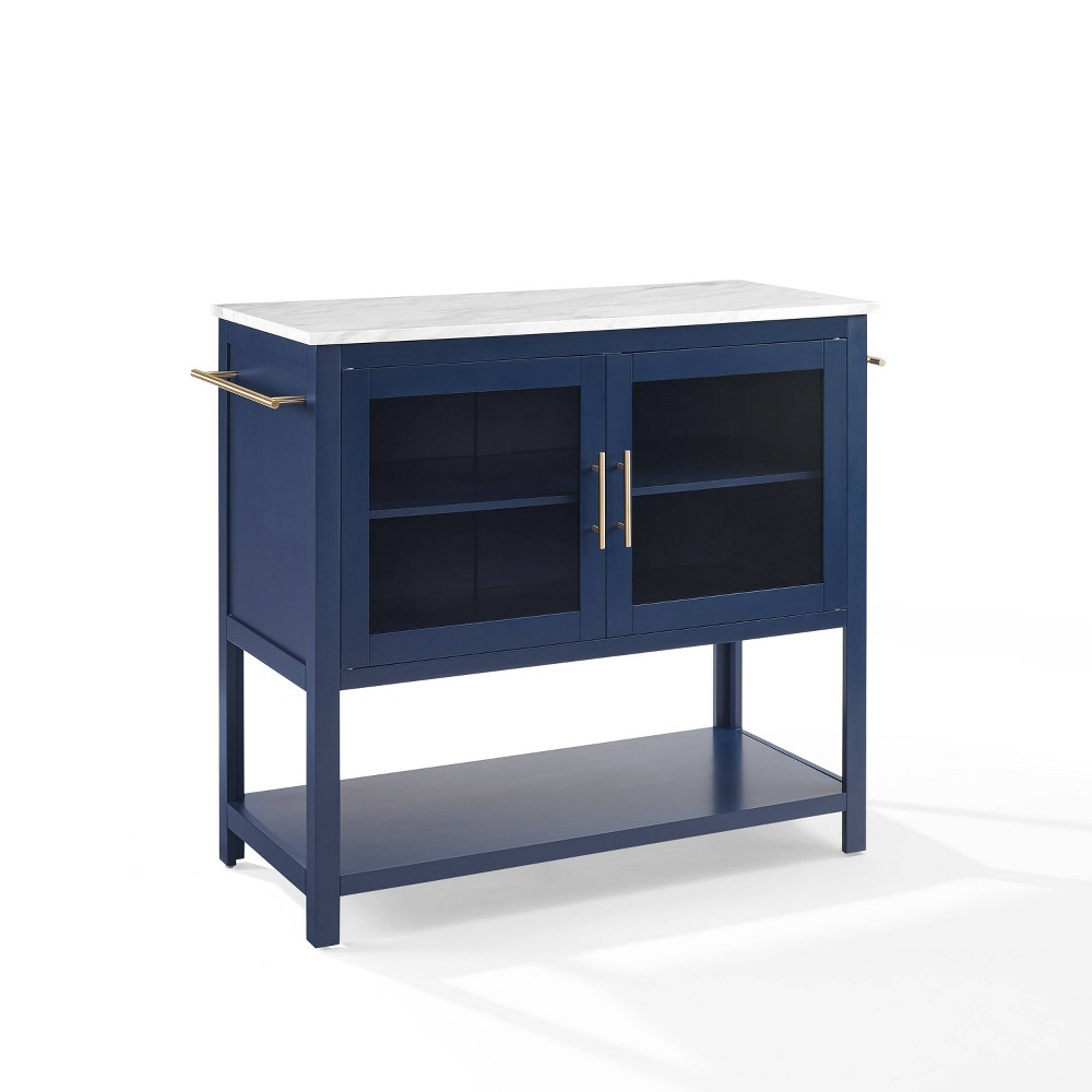 Photos - Kitchen System Crosley Katrina Kitchen Island Navy/White Marble  