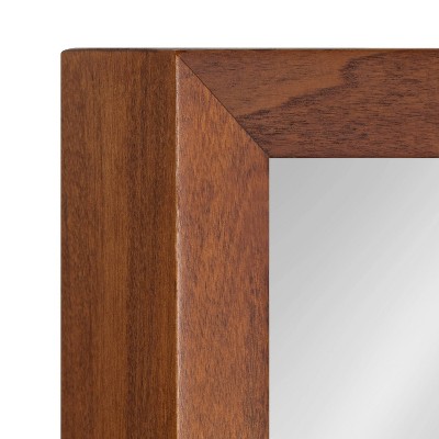 Hutton Mid-Century Modern Walnut Brown Wood Framed Mirror with Shelf