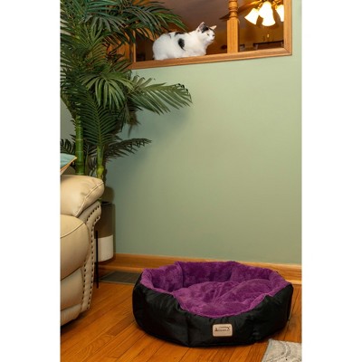 Large Plush Purple and Black Velvet Cat Bed