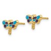 Black Bow Jewelry Kids 10mm Blue Dragonfly Post Earrings in 14k Yellow Gold and Enamel - 2 of 4