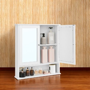 LEDREM Wall-Mounted Bathroom Cabinet, White Wall Cabinet featuring 2 Mirrored Doors, Adjustable Shelf, Open Compartment, 5.9 x 25.6 x 29.5 Inches - 1 of 4