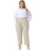 Agnes Orinda Women's Plus Size Business Work Elastic Waisted Long Straight with Pocket Suit Pants - 3 of 4