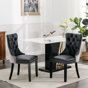 NicBex PU Dining Chairs Set of 2,Modern Tufted Upholstered Armless Kitchen Chairs with Wood Legs Nailhead Trim for Dining Room,Living Room,Kitchen - 1 of 4