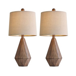 Itopfox Retro Farmhouse Table Lamp Set of 2 with Vintage Design for Living Room & Bedroom, Rustic Linen Bedside Nightstand Lamps - 1 of 4
