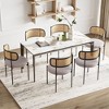 Okak Set of 2/4 Upholstered Rattan Back Round Dining Chair with Metal Legs,Armless Accent Dining Chairs for Dining Room,Kitchen - 3 of 4