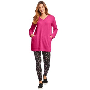 Woman Within Plus Size High Pile Fleece Sweatshirt Tunic - 1 of 4