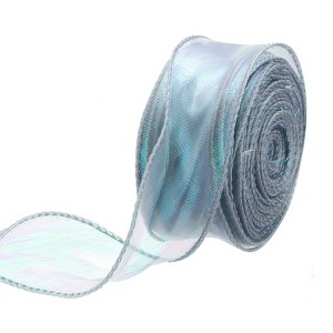 Unique Bargains Gift Wrapping Wide Sheer Wired Pastel Shimmer Iridescent Chiffon Ribbons 1 Pc - 1 of 4