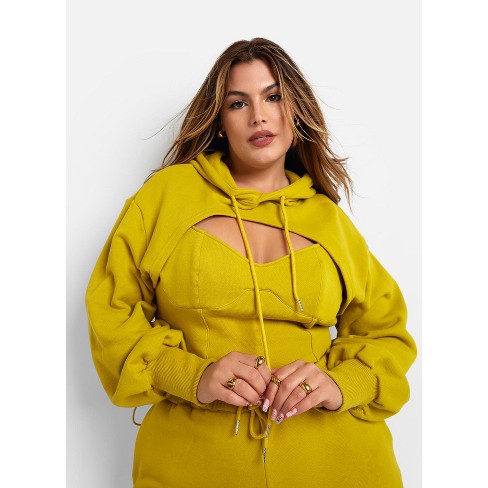 Women's Clothing - Big Logo Hoodie (Plus Size) - Yellow