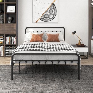 GDFStudio Bronte Modern Metal Platform Bed Frame with Headboard, Footboard and Under Bed Storage - 1 of 4