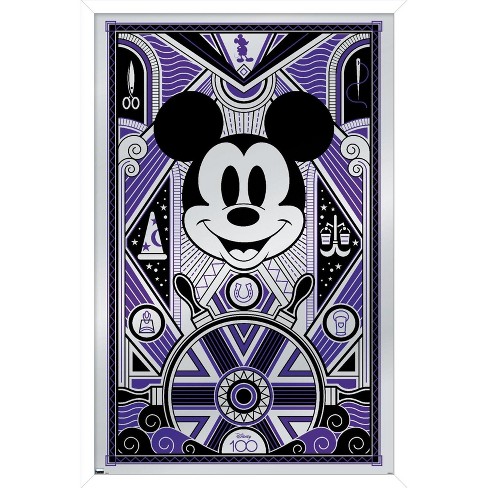 Trends International Disney 100th Anniversary - Deco-Luxe Mickey Mouse  Framed Wall Poster Prints White Framed Version 22.375