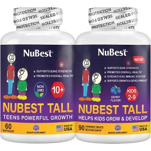 Bundle: Bone Strength Combo NuBest Tall 10+ for Kids 10+ & NuBest Tall Kids 90 Chewable Tablets for Kids Ages 2+ - 1 of 4