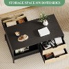Mid-Century Modern Rattan Coffee Table, Wooden Living Room Center Table with 4 Storage Drawers & Open Shelf, Farmhouse Boho Style - 4 of 4