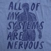 Mens All Of My Systems Are Nervous T Shirt Funny Anxious Anatomy Joke Tee For Guys - Crazy Dog Men's T Shirt - 2 of 4
