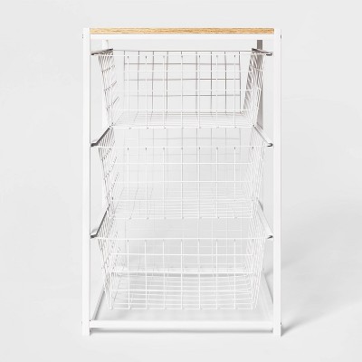 1pc 26l White Drawer Organizer with Metal Frame, Closet Organizers