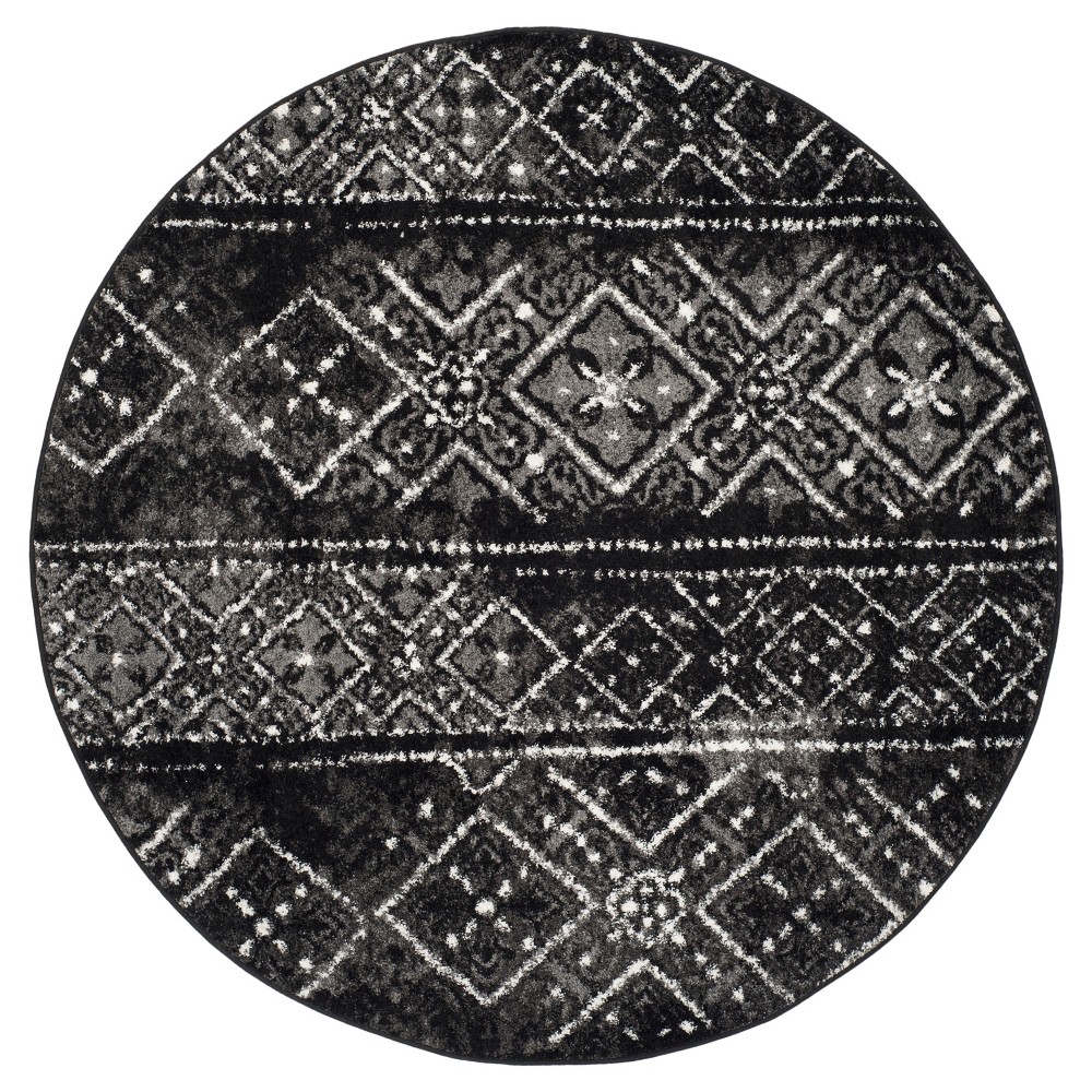 6' Round Rilynn Area Rug Black/Silver - Safavieh