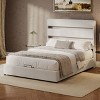 Full/Queen/King Size Velvet Upholstered Platform Bed, Lift-Up Hydraulic Storage Bed with RGB LED Light Headboard - ModernLuxe - 3 of 4