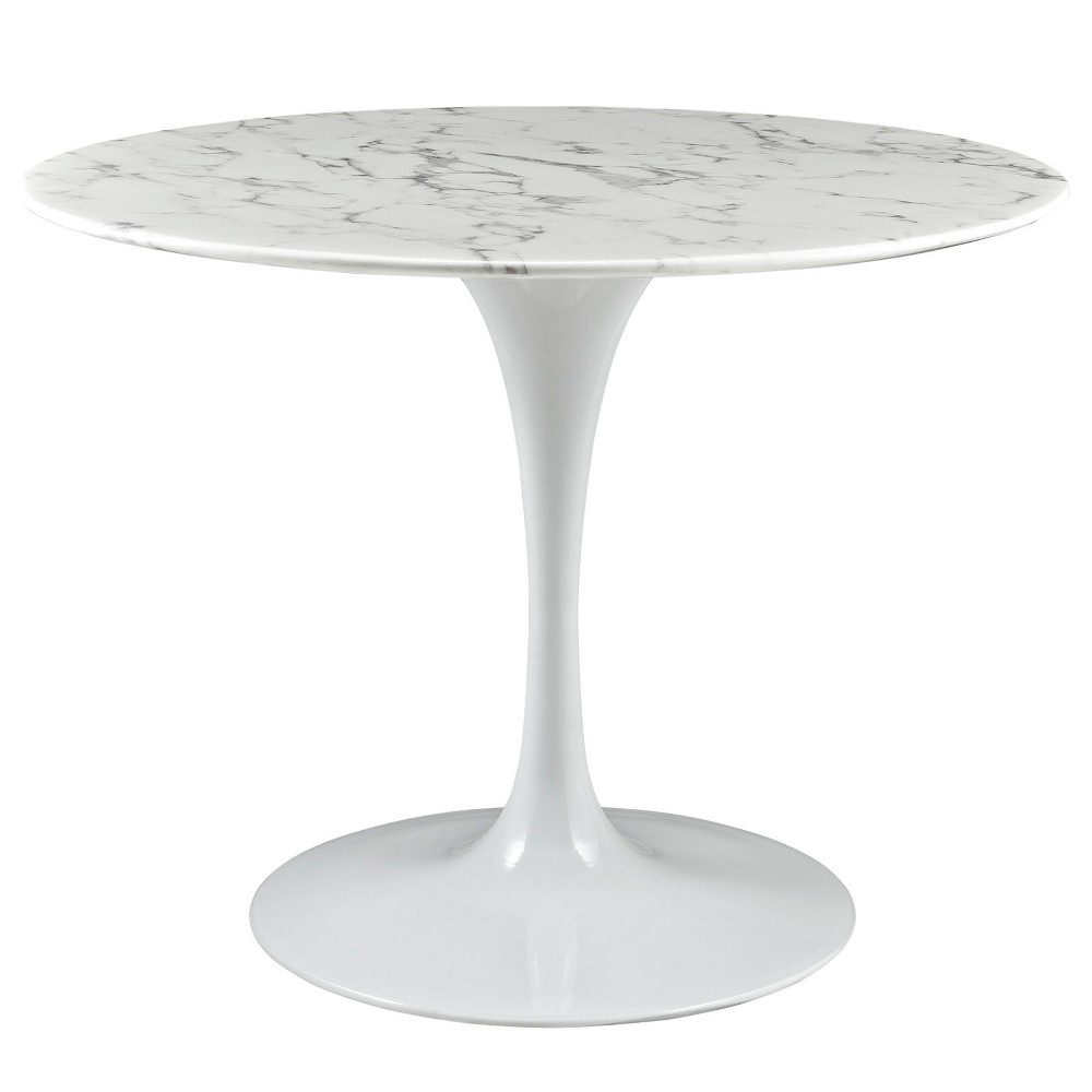 Photos - Dining Table Modway 40" Lippa Round Artificial Marble  White  