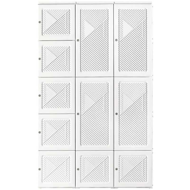 HOMCOM Portable Wardrobe Closet, Bedroom Armoire, Foldable Clothes Organizer with Cube Storage, Hanging Rods, and Magnet Doors, White, 4 of 7