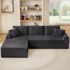 Modular Corduroy Chaise Lounge Sofa with Arched Armrests, Sectional Sofa with Non Slip and 3 Back Cushions, Living Room Sofa with Right Chaise-Koiai - 2 of 4