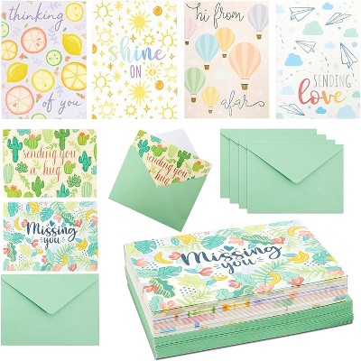 Paper Junkie 36-Pack 6 Assorted Designs Thinking of You Cards with Green Envelopes (5 x 7 Inches)