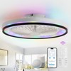 Modern Flush Mount Ceiling Fan 19''/42'' LED Enclosed Ceiling Fans Retractable Blade/Bladeless LED-RGB Ambient Light for Bedroom Kids Room Party - 3 of 4