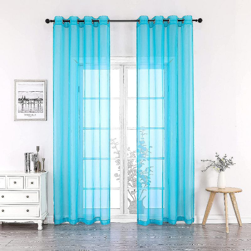 GoodGram Montauk Accents 2 Piece Grommet Top Summery Sheer Voile Window Curtain Panels For Extra Long & Taller Windows, 1 of 4