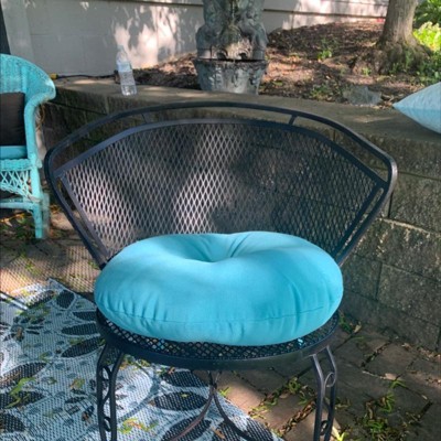 Set of 4 South Pine Porch AM6817S4-TEAL Solid Teal 18-inch Round Outdoor Bistro Chair Cushion 