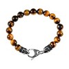 Men's Tiger Eye Stone Antiqued Stainless Steel Clasp Beaded Bracelet (10mm) - 8.5" - image 3 of 4