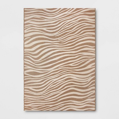 7'x10' Wavy Lines Outdoor Area Rug Beige/Natural Brown - Threshold™