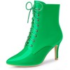 Allegra K Women's Zip-Up Pointed Toe Lace Up Stiletto Heel Ankle Boots - 2 of 4