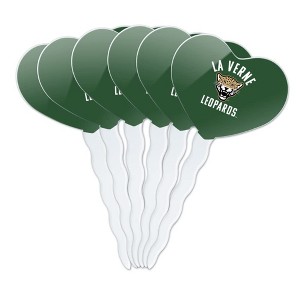 University of La Verne Leopards Logo Heart Love Cupcake Picks Toppers Decoration Set of 6 - 1 of 4