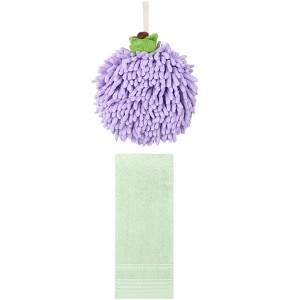 REGALWOVEN Solid Soft Absorbent Hand Towels for Bathroom Kitchen 14" x 30"/6" x 6" 2 Pcs - 1 of 4