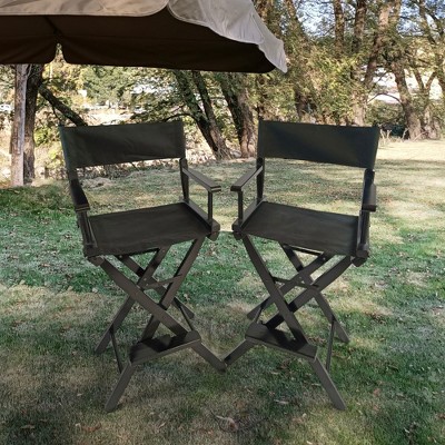 SKRAN Set of 2 Dining Height Directors Chair, Folding Artist Chair with  Wood Frame and Canvas, Camping Lawn Chair for Backyard Beach