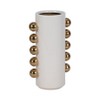 Modern Ceramic Vase with Metallic Accents - Home & Office Decor, Cylinder Shape, Decorative Centerpiece for Living Room, Bedroom - White & Gold - 4 of 4