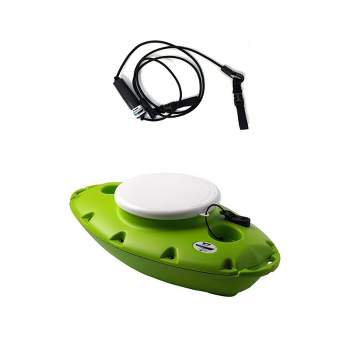 CreekKooler Pup 15 Quart Floating Beverage Water Portable Cooler Portable, Green with 8 Foot Adjustable Position Floating Cooler Tow Behind Rope Strap