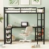 Empire DigiLabs Full Size Metal Loft Bed with Desk and Shelves, Ladder and Guardrails,for Bedroom, Black - 2 of 4
