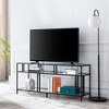 55" Black Metal TV Stand with Glass Shelves - Henn&Hart - 3 of 4