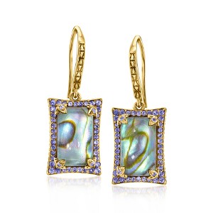 Ross-Simons Abalone Shell Doublet Drop Earrings With .90 ct. t.w. Iolites in 18kt Gold Over Sterling - 1 of 4