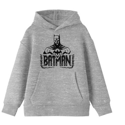 Youth Boys Dc Comic Book Batman Line Art Heather Grey Hoodie