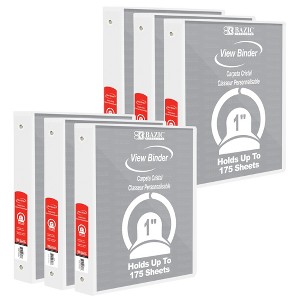 BAZIC Products® View Binder, 3-Ring, 1", 2 Pockets, White, Pack of 6 - 1 of 3