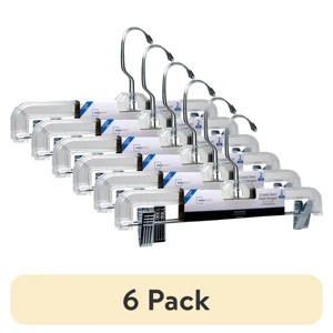 Racxily (6 pack) Pant & Skirt Hanger, 2 Pack, Crystal Clear Plastic, Swivel Neck, for All Ages - 1 of 4
