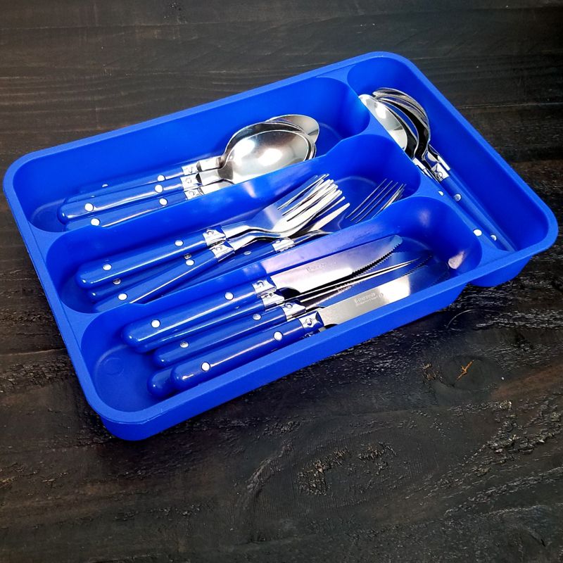 Gibson 24 Piece Casual Living Flatware Set in Blue, 3 of 5