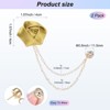 Unique Bargains Cloth Flower Lapel Pin with Gold Badge Tassel Chain for Men Wedding 1.57 inch 2 Pcs - 3 of 4